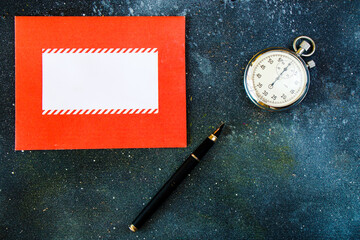 Pocket watch made in USSR, pencil and letter