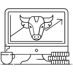 
Bull market icon in modern flat style 

