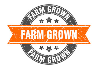 farm grown round stamp with ribbon. label sign