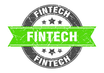 Obraz premium fintech round stamp with ribbon. label sign