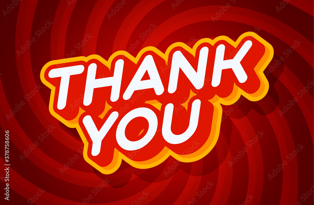 Aufkleber thank you red and yellow text effect template with 3d type style and retro concept swirl red backgro
