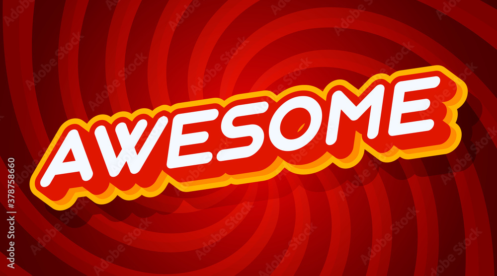 Aufkleber Awesome red and yellow text effect template with 3d type style and retro concept swirl red background vector illustration.
