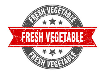 fresh vegetable round stamp with ribbon. label sign