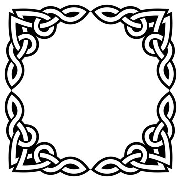 Irish Celtic vector square greeteing card design - traditional pattern with corners inpired by retro art from Ireland
