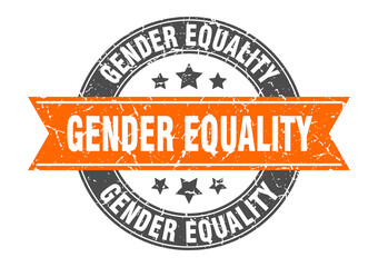 gender equality round stamp with ribbon. label sign