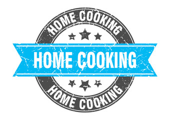 home cooking round stamp with ribbon. label sign