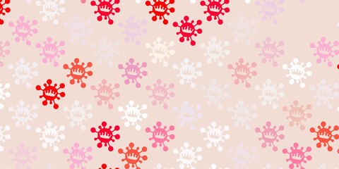 Light red vector backdrop with virus symbols.