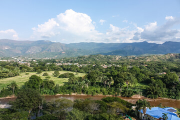 Landscape of Melgar in Tolima department. Sumapaz River Valley near the mouth of the Magdalena River. Colombia - 378760611