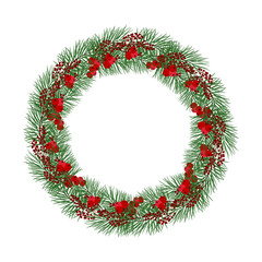 Fototapeta na wymiar Christmas wreath. Vector illustration.
