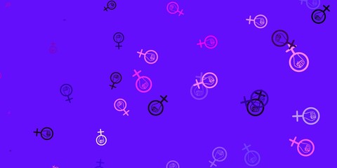 Light Purple, Pink vector background with woman symbols.