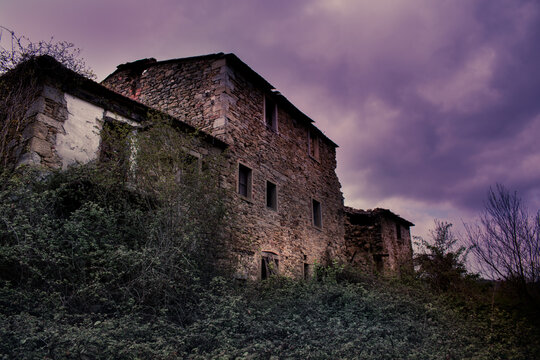 abandoned strage house in the mountains