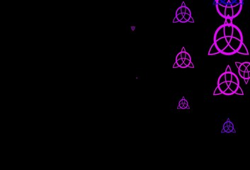 Dark Purple vector background with occult symbols.