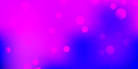 Light purple, pink vector background with bubbles.