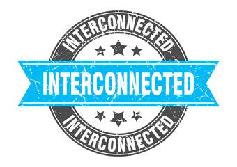 interconnected round stamp with ribbon. label sign