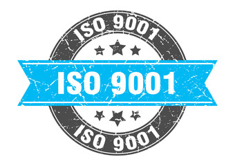 iso 9001 round stamp with ribbon. label sign