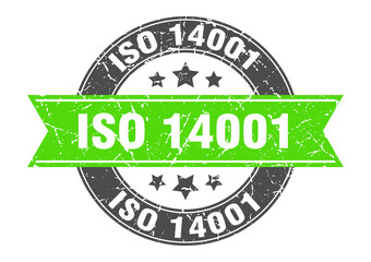 iso 14001 round stamp with ribbon. label sign