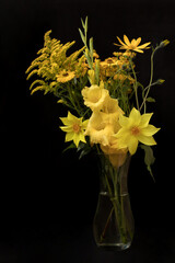 Flower arrangement on a black background