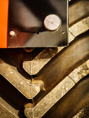 Black tyre of vehicle