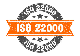 iso 22000 round stamp with ribbon. label sign