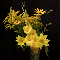 Flower arrangement on a black background