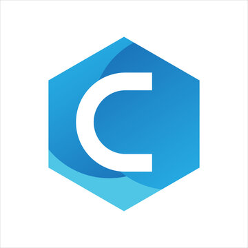 C Letter Logo in Polygram Shape Stoch Vector art Design