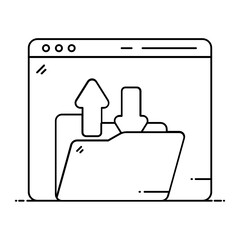 
A flat icon of data transformation, folder with arrows 
