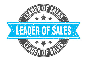 leader of sales round stamp with ribbon. label sign