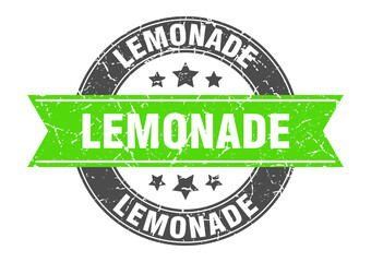 Obraz premium lemonade round stamp with ribbon. label sign