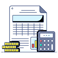 
A flat icon of statement, accounting statement
