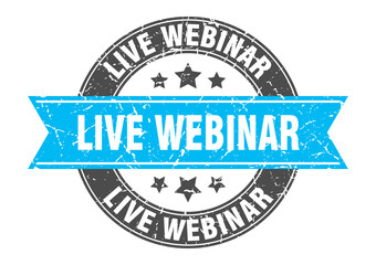 live webinar round stamp with ribbon. label sign