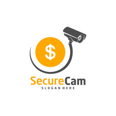 CCTV Camera with Money Logo Design Vector Template, Concept Symbol, Icon