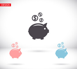 piggy bank vector icon. lorem ipsum Flat Design JPG