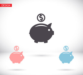 piggy bank vector icon. lorem ipsum Flat Design JPG