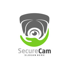 CCTV Camera with Care Logo Design Vector Template, Concept Symbol, Icon
