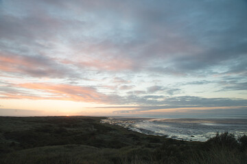 The oerd on Ameland during the sunrise, a beautiful nature area where thousands of water birds breed, Wadden Island, protected nature area, Friesland, the Netherlands