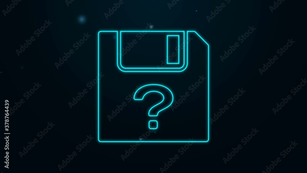 Poster glowing neon line unknown document icon isolated on black background. file with question mark. hold 