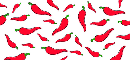 Fresh red hot chili cayenne pepper peppers line pattern Vector icon icons sign vegan vegans mexican mexicans foot foots ripe fruit fruits symbol Happy spicy vegetable cartoon art cooking cook Yummy