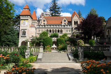 Unusual architecture of the famous tourist attraction - medieval castle in the town of Szekesfehervar, Hungary