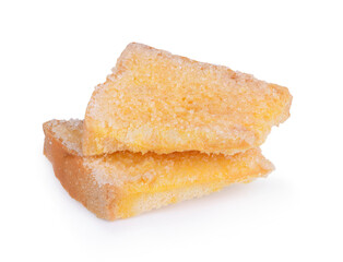 Biscuits with butter and sugar isolated on white background