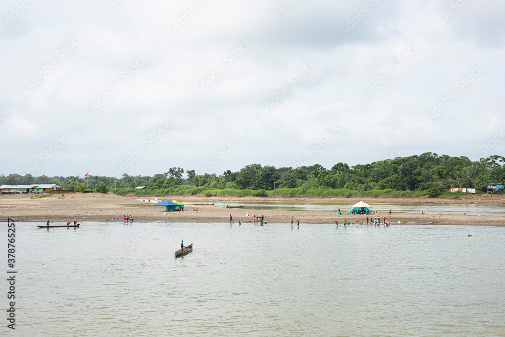 Wall mural quibdo, choco, colombia. march 6, 2019. beaches near the atrato river