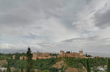Fototapeta na wymiar Alhambra of Granada from the Mirador de San Nicolás