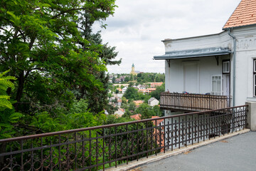 The panoramic cityscape of the historical center of medieval capital city of Hungary, Veszprem,...