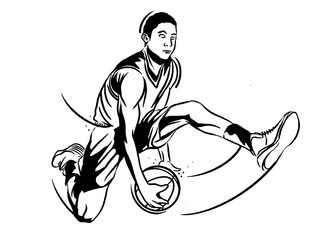 Basketball player. Vector illustration.