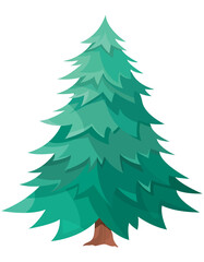 Spruce isolated on white background. Conifer tree in cartoon style.