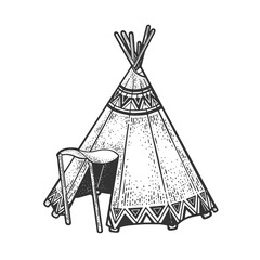 Wigwam hut sketch raster illustration © Oleksandr Pokusai