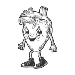 cartoon heart sketch raster illustration