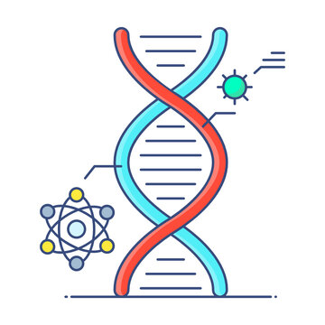 
Dna strand with atom depicting biology icon 
