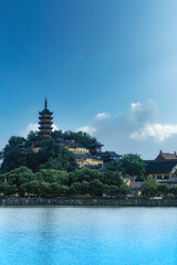Jinshan is a Buddhist holy place in the south of the Yangtze River. Zhenjiang, China.
