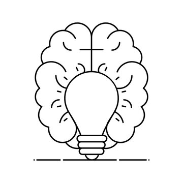 
Brain with lightbulb depicting creative thinking icon

