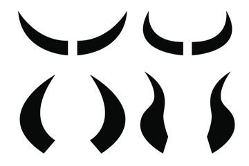 set of bull horns-symbol of the 2021 new year. Vector stock illustration